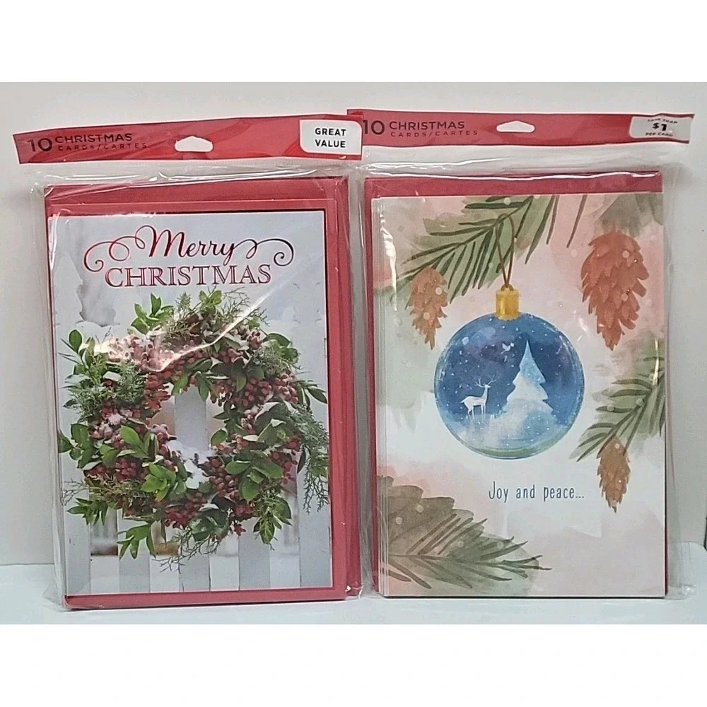 Hallmark Christmas Cards  Lot of 2 Packs of 10 - 20 Cards Total New Holiday